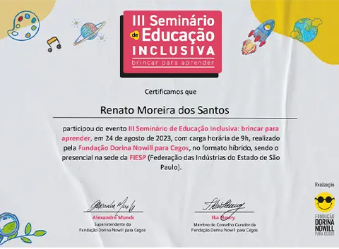 certificado seminário de educação inclusiva
